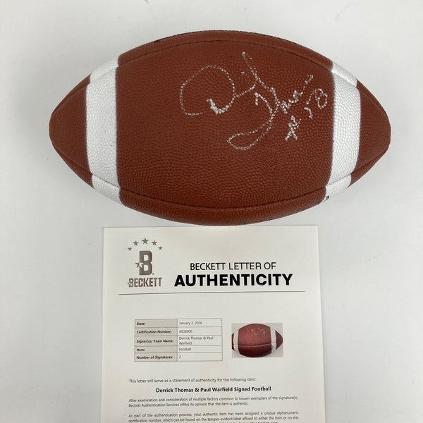 Derrick Thomas Signed NFL Wilson Football Beckett COA