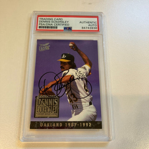 Rare 1993 Fleer Ultra Dennis Eckersley Signed Promo Card Fleer Stamp PSA DNA