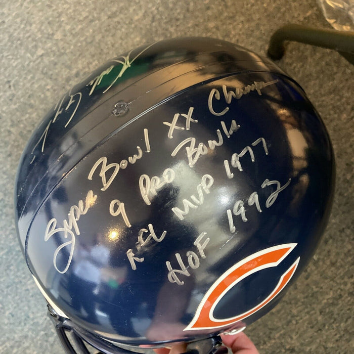 Walter Payton Signed Heavily Inscribed Chicago Bears Career STAT Helmet PSA DNA