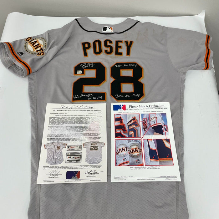 Buster Posey Photo Matched Signed 2017 Game Used San Francisco Giants Jersey