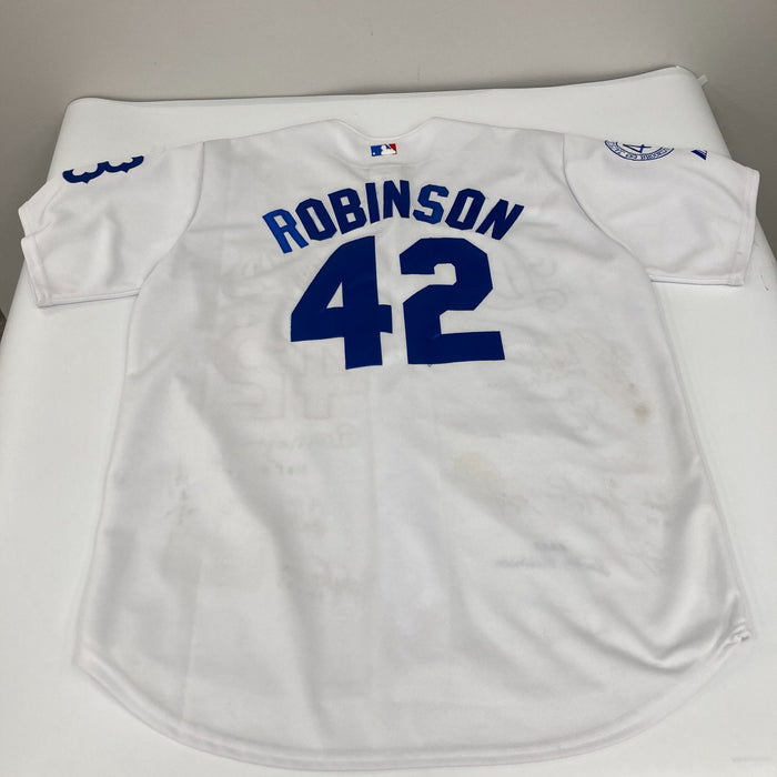 Beautiful Hall Of Fame Multi Signed Jackie Robinson Jersey 29 Signatures JSA COA