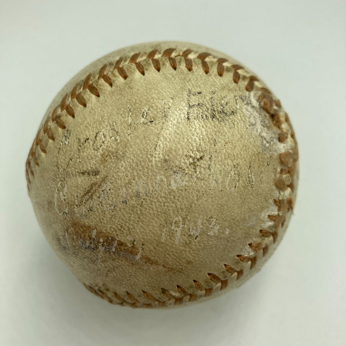 Larry Goetz Umpire Signed 1940's National League Frick  Game Used Baseball JSA