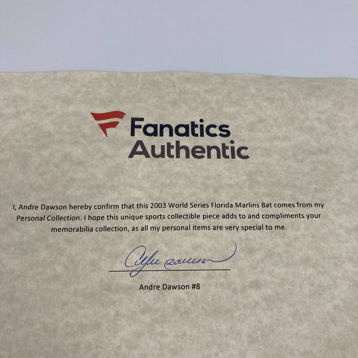 2003 Florida Marlins World Series Champs Team Signed W.S. Bat JSA & Fanatics LOA