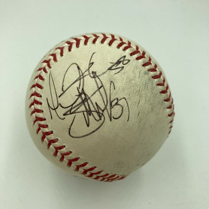 Mike Trout 2013 Los Angeles Angels Team Signed Game Used Baseball With JSA COA