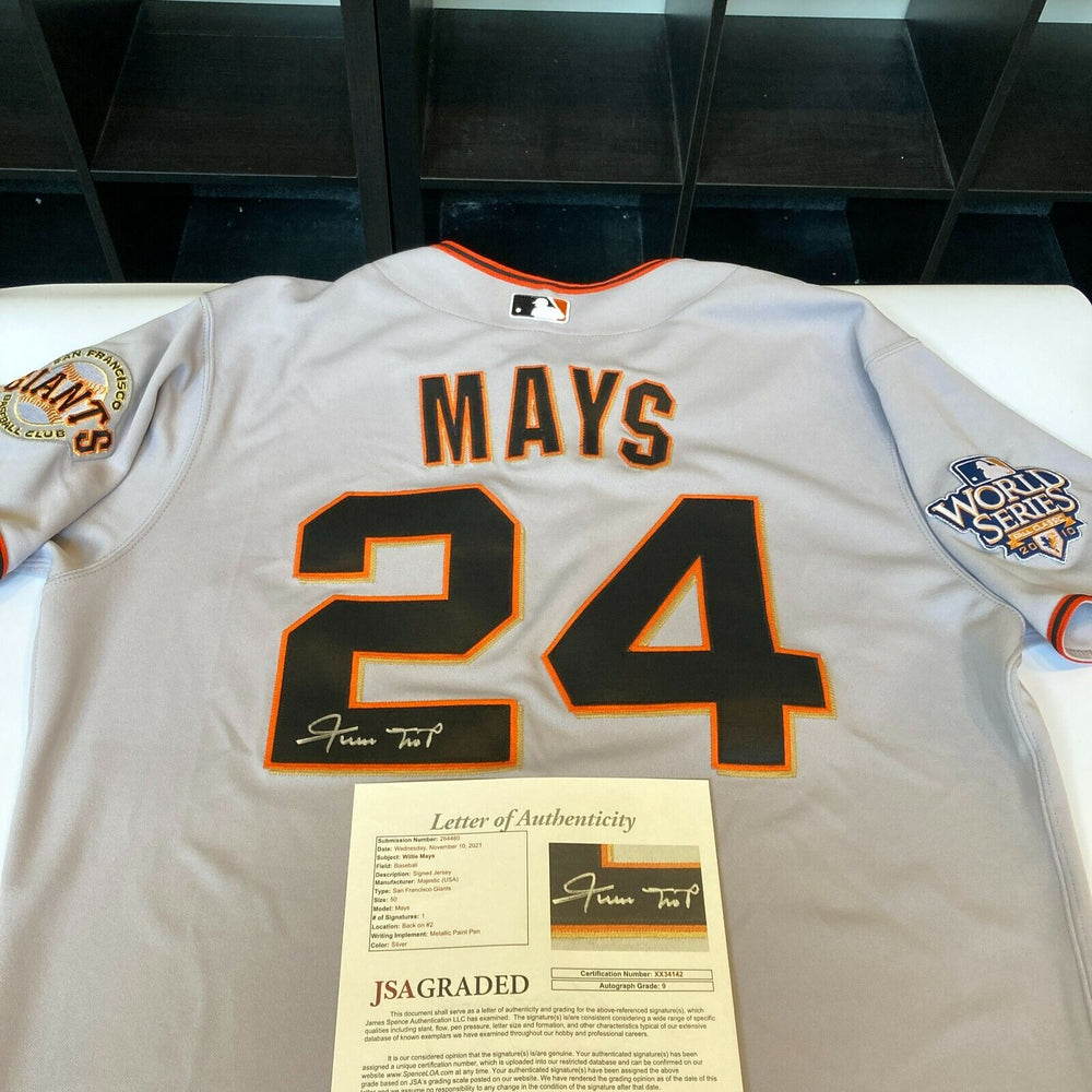 Willie Mays Signed 2010 San Francisco Giants Game Issued W.S. Jersey JSA MINT 9