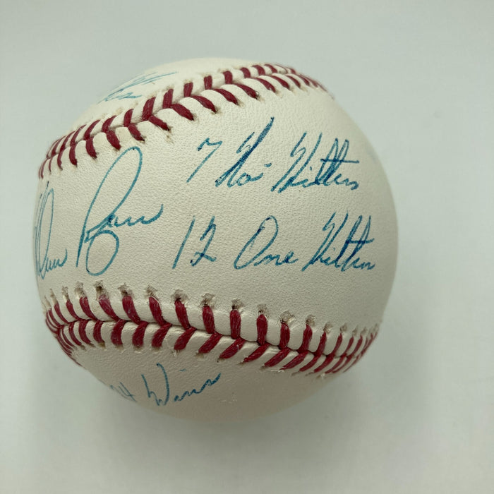Beautiful Nolan Ryan Signed Heavily Inscribed Career STAT Baseball JSA COA