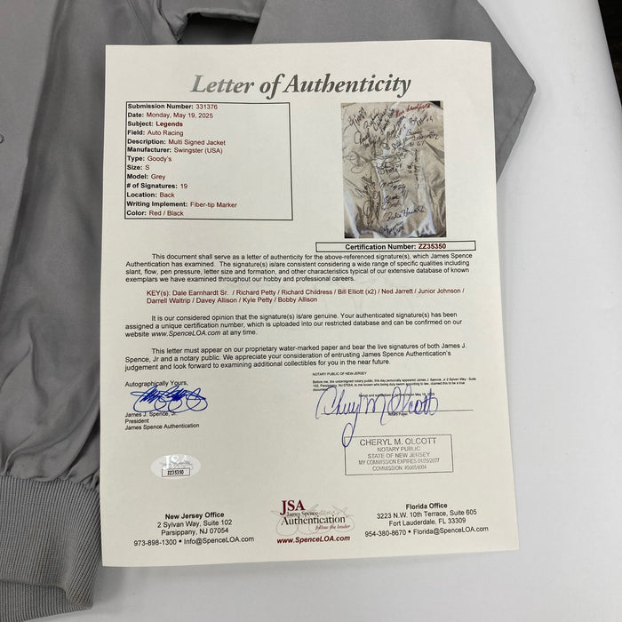 Dale Earnhardt Sr. Richard Petty NASCAR Legends Multi Signed 1987 Jacket JSA COA