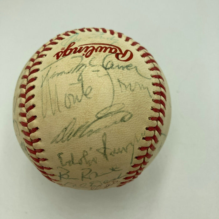 Hank Aaron Ernie Banks 1980's Cracker Jack Old Timers Game Signed Baseball JSA