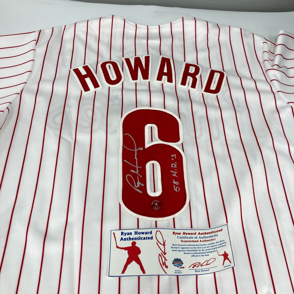 Ryan Howard Signed & Inscribed "58 HR's" Philadelphia Phillies Jersey With COA