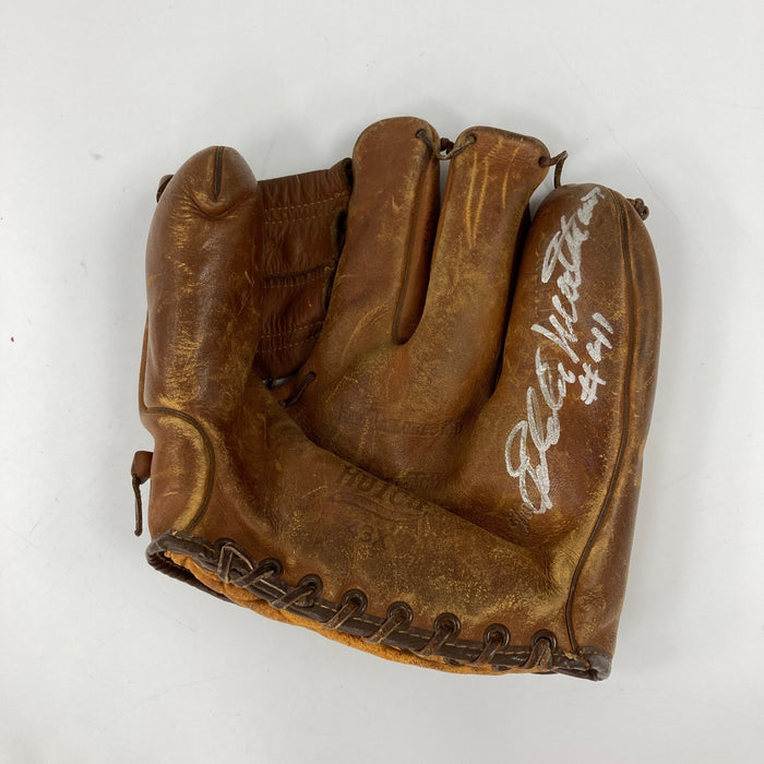 Eddie Mathews Signed 1950's Game Model Baseball Glove JSA COA