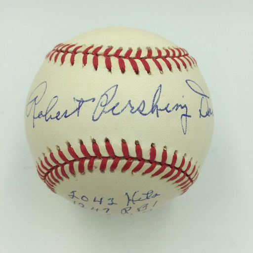 Bobby Doerr Robert Pershing  Full Name Signed Heavily Career Stat Baseball PSA