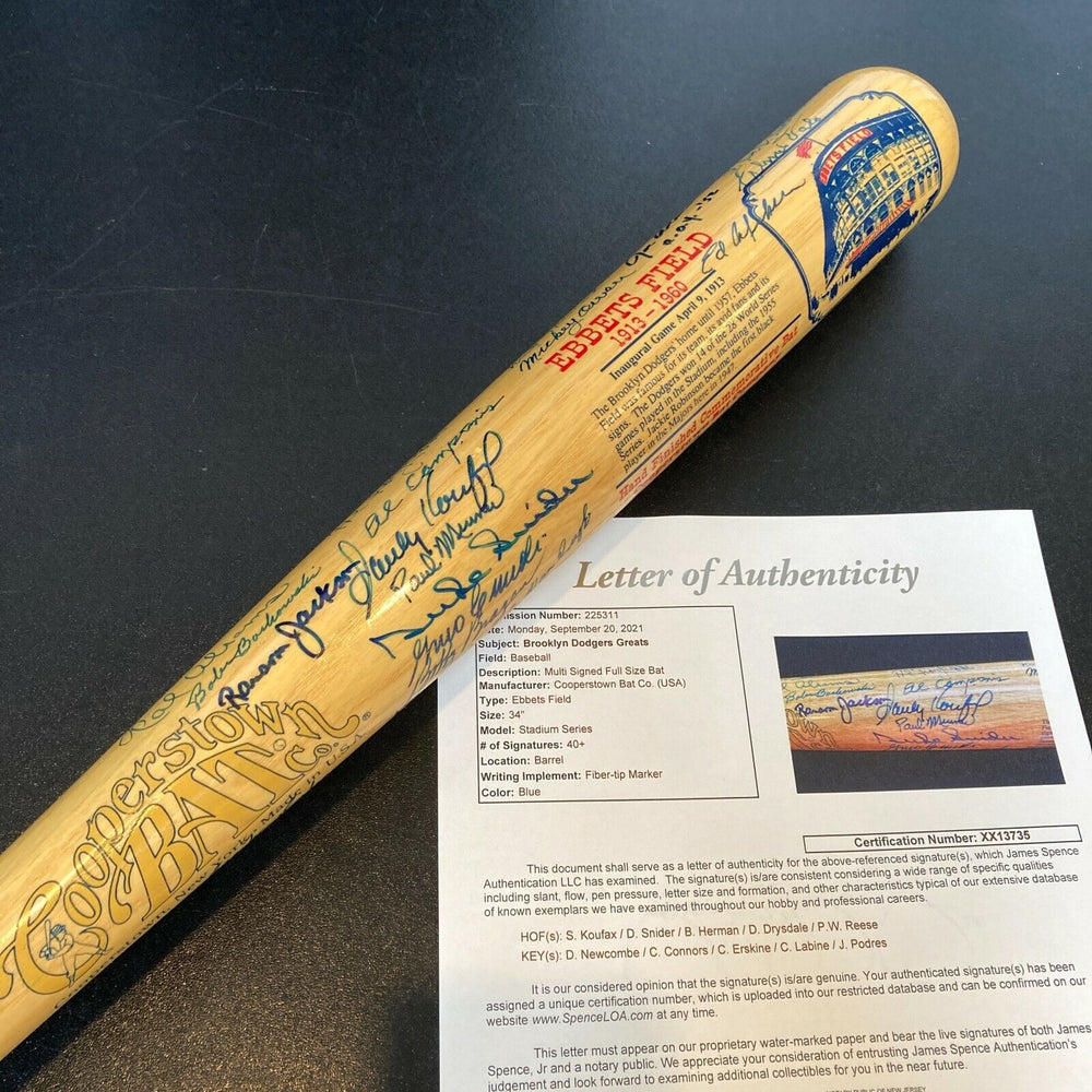 Sandy Koufax Don Drysdale Brooklyn Dodgers Legends Signed Baseball Bat JSA COA