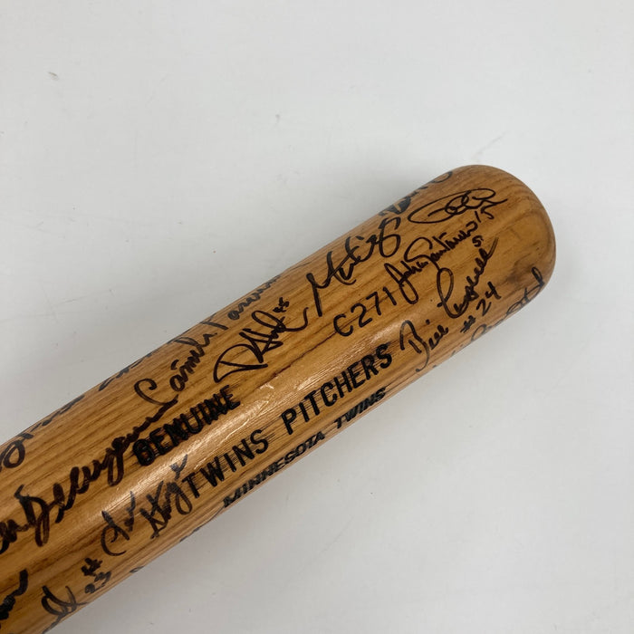 Minnesota Twins Pitchers Multi Signed Game Used Baseball Bat 50+ Sigs JSA COA