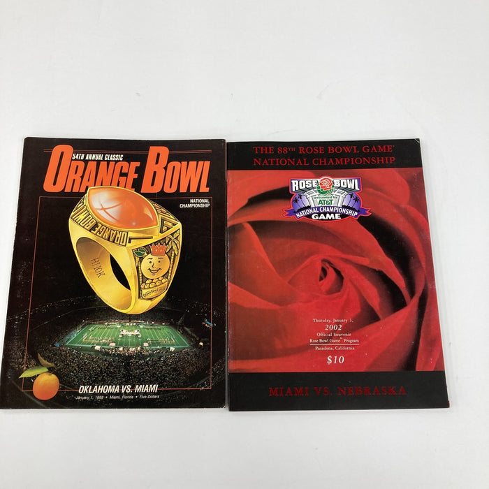 1988 Orange Bowl & 2002 Rose Bowl Programs Miami Hurricane