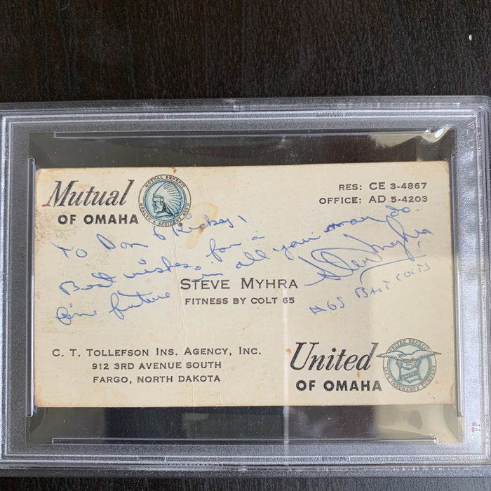 Steve Myhra Signed Original 1950's Personal Business Card PSA DNA NFL Colts