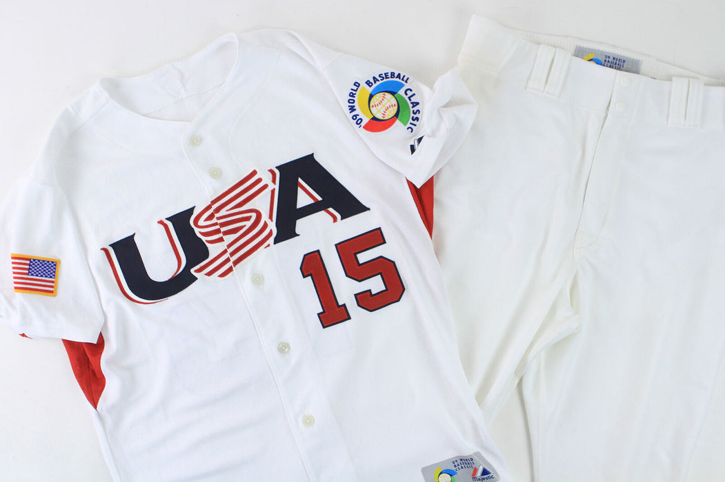 Incredible Dustin Pedroia Signed 2009 WBC Game Used Jersey Uniform MEARS A10 JSA