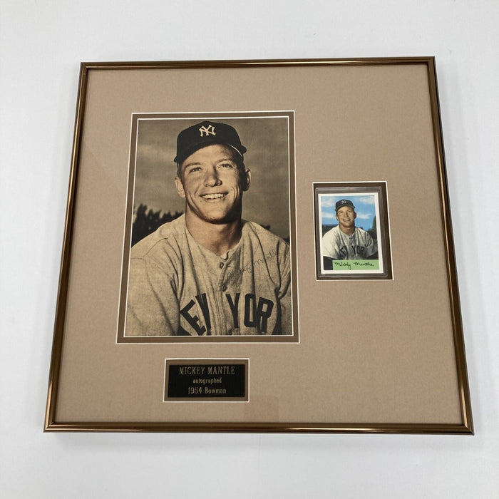 Incredible Mickey Mantle Rookie Era Signed 8x10 Photo From 1954 Bowman Card PSA