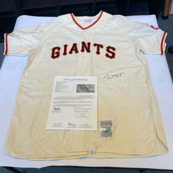 Willie Mays Signed Mitchell & Ness New York Giants Game Model Jersey JSA COA