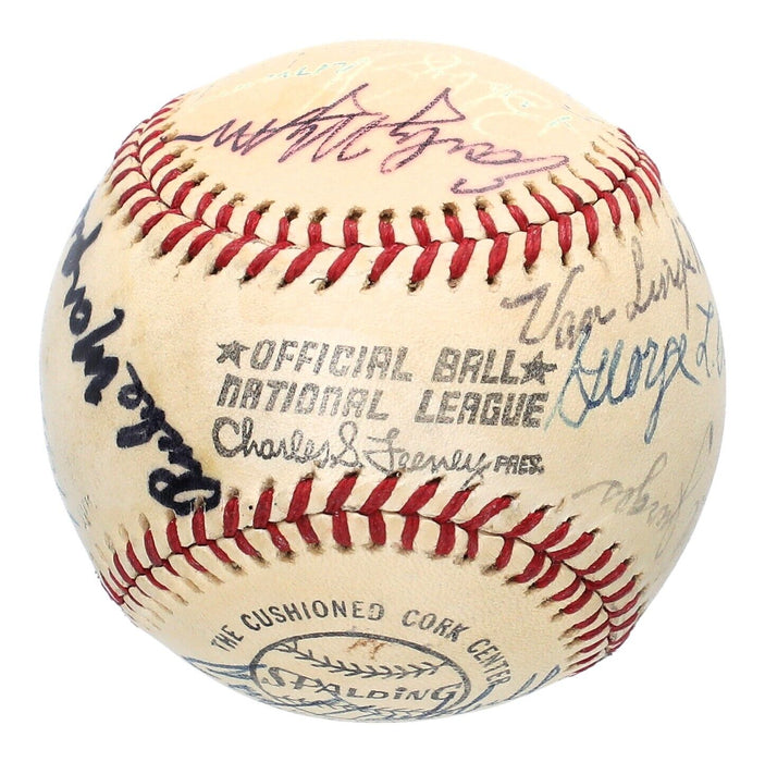 Rare New York Giants HOF Legends Signed Baseball Rube Marquard George Kelly PSA