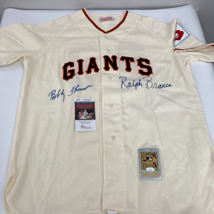 Bobby Thomson & Ralph Branca Signed New York Giants Mitchell & Ness Jersey JSA