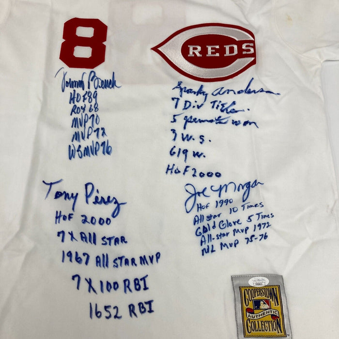 The Finest Cincinnati Reds Big Red Machine Signed Inscribed STAT Jersey JSA COA