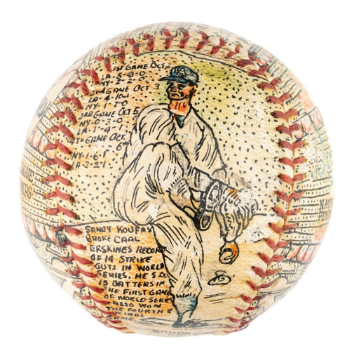 Beautiful Sandy Koufax 1963 World Series George Sosnak Hand Painted Art Baseball
