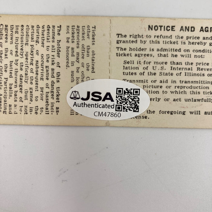 Ron Santo Signed 1976 Chicago Cubs Full Ticket JSA COA