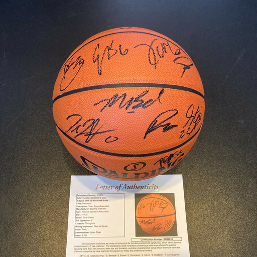 2019-20 Milwaukee Bucks Team Signed Basketball Giannis Antetokounmpo JSA COA