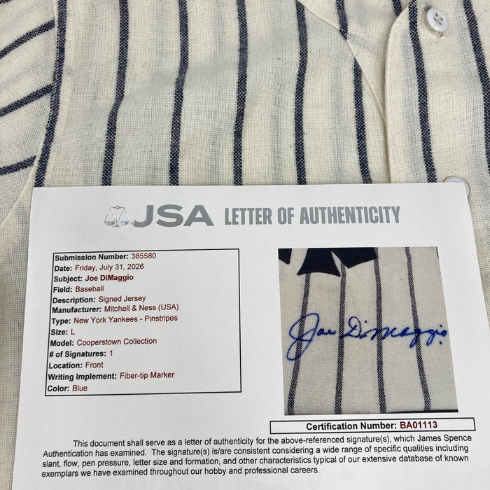 Beautiful Joe Dimaggio Signed New York Yankees Mitchell & Ness Jersey JSA COA
