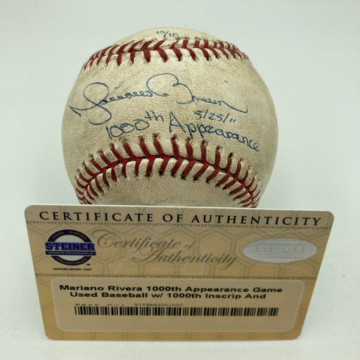 Mariano Rivera 1000th Appearance 5-25-2011 Signed Game Used Baseball Steiner COA