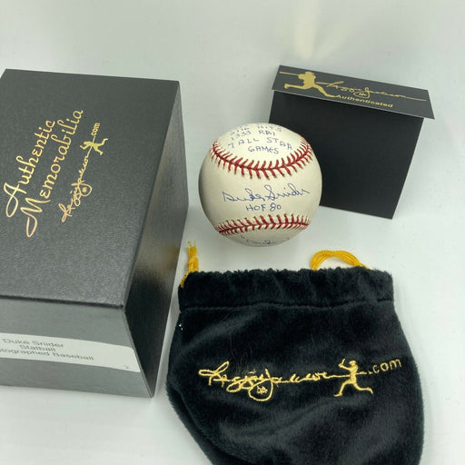 Duke Snider Signed Heavily Inscribed Career STAT Baseball Reggie Jackson COA