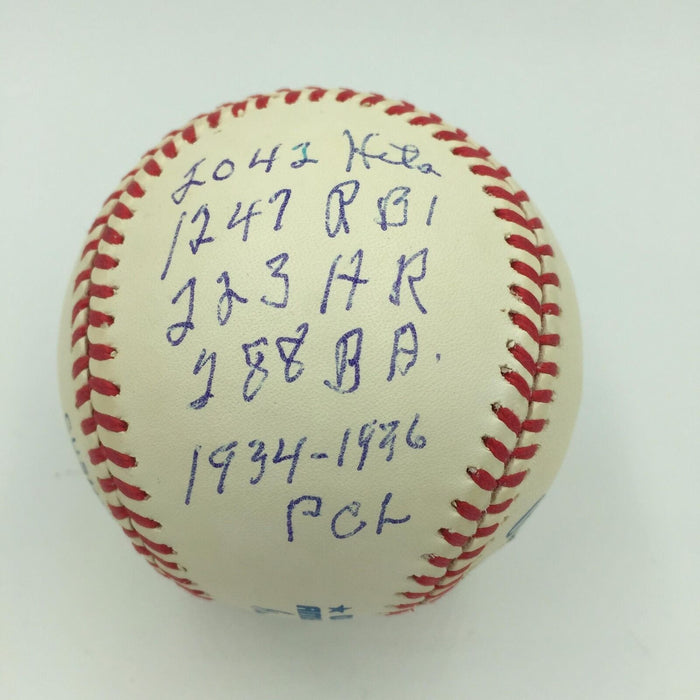 Bobby Doerr Robert Pershing  Full Name Signed Heavily Career Stat Baseball PSA