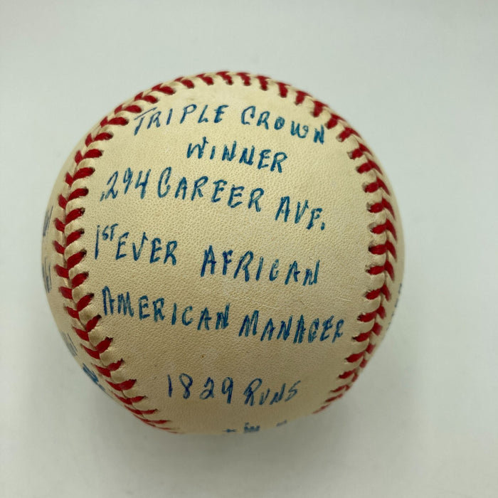 Frank Robinson Signed Heavily Inscribed Career STAT Baseball Reggie Jackson COA