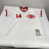 Pete Rose Signed Inscribed Cincinnati Reds STAT Mitchell & Ness Jersey JSA COA