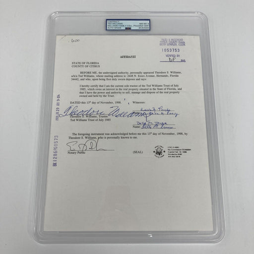 Ted Williams Full Name Signed Original Contract PSA DNA COA