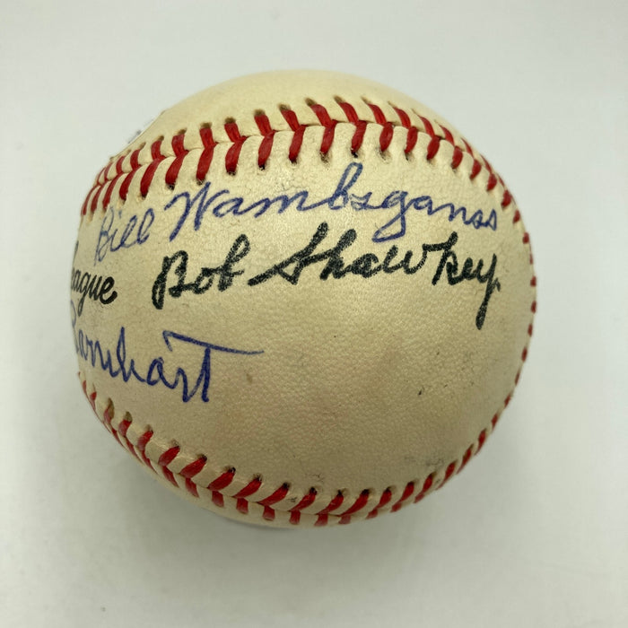 Roger Peckinpaugh  Bob Shawkey Joe Dugan Joe Wood Signed Baseball JSA COA