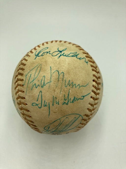 1976 All Star Game Team Signed Baseball Thurman Munson Hank Aaron JSA COA