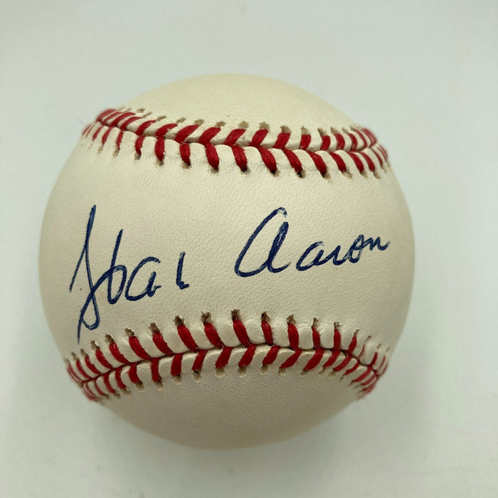 Beautiful Hank Aaron Signed National League Baseball JSA COA