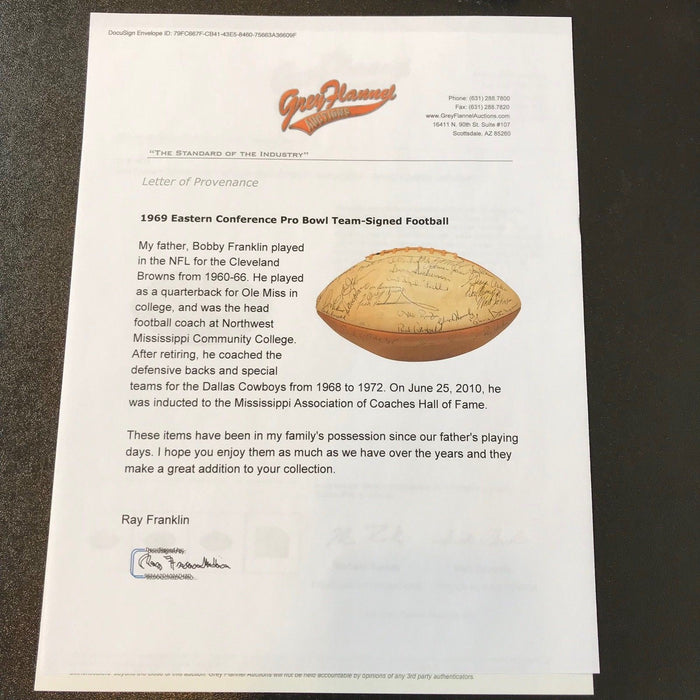 Rare 1969 Eastern Conference Pro Bowl Team Signed Football 36 Sigs JSA COA