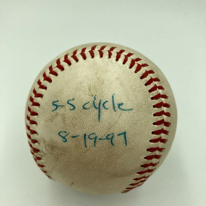 Raul Ibanez Signed Cycle Game 8-19-1997 Game Used Baseball With JSA COA