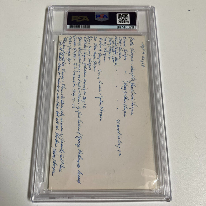 Extraordinary Harry Hooper Signed Postcard With His Family Tree PSA DNA & JSA