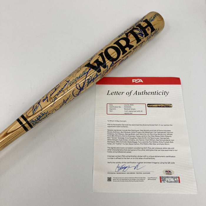 Beautiful Hall Of Fame Multi Signed Baseball Bat 42 Sigs PSA DNA COA