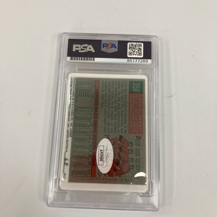 1959 Topps Ernie Banks "1958 & 1959 MVP" Signed Porcelain Baseball Card PSA DNA
