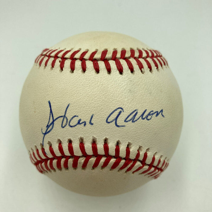 Nice Hank Aaron Signed Official National League Baseball JSA COA