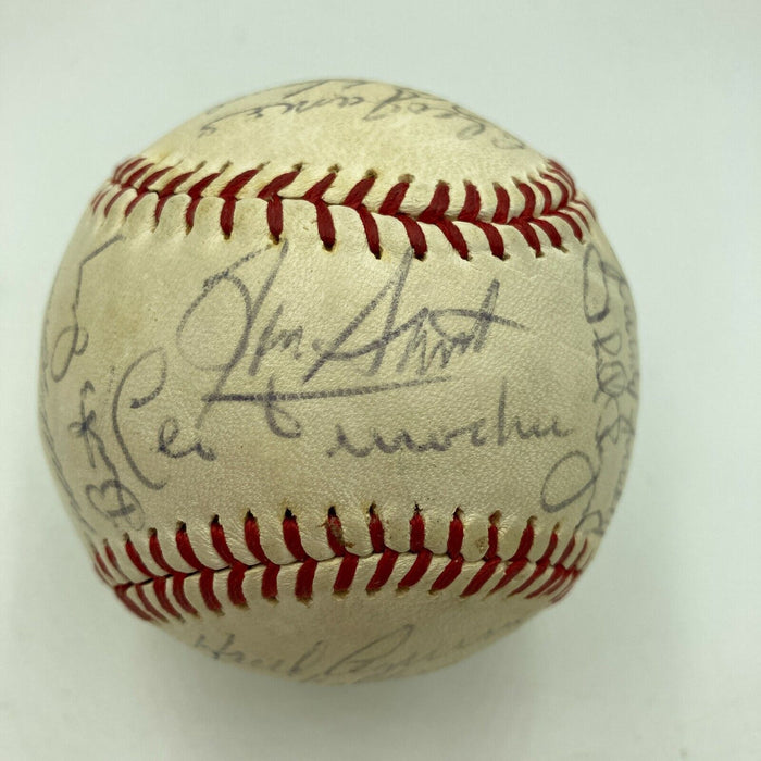 1970 Chicago Cubs Team Signed Vintage Spalding Cubs Baseball Ernie Banks JSA COA