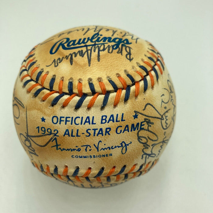 1992 All Star Game Team Signed Baseball Mark Mcgwire Kirby Puckett Cal Ripken Jr