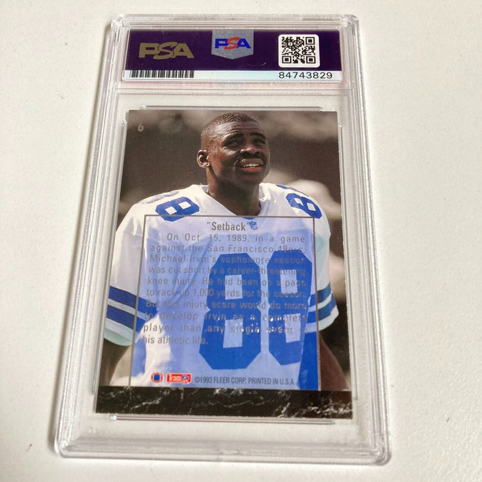 1993 Fleer Michael Irvin Signed Promo Card With Fleer Stamp PSA DNA RARE
