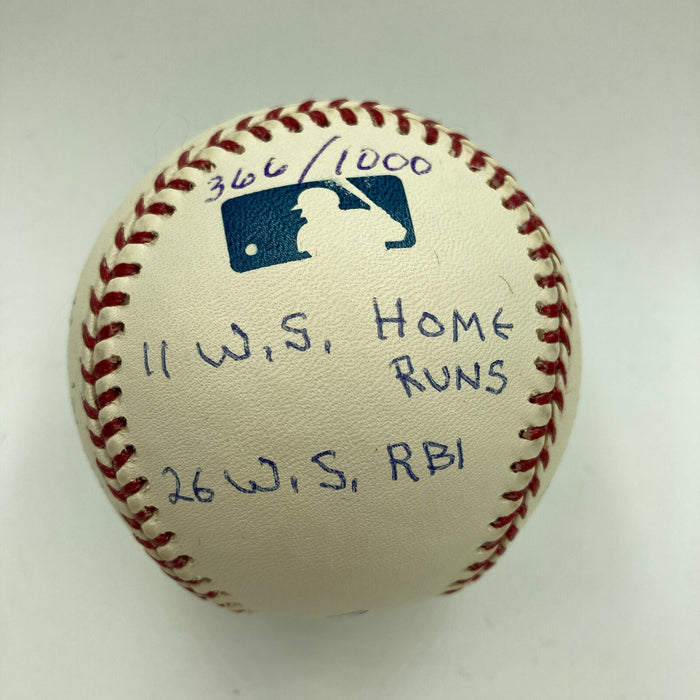 Duke Snider Signed Heavily Inscribed Career STAT Baseball Reggie Jackson COA