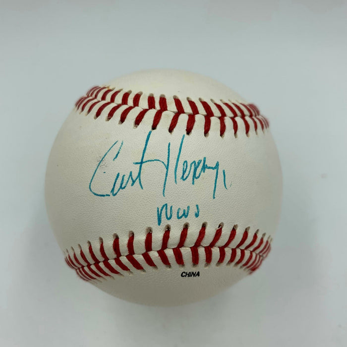 Rare Curt Hennig Signed Autographed Baseball WWE Wrestling With JSA COA