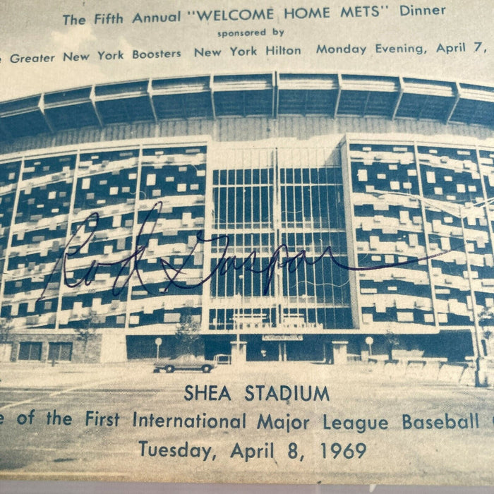 Rod Gaspar Signed 1969 New York Mets Shea Stadium Postcard PSA DNA RARE